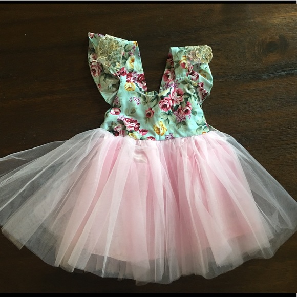 Floral Print w/Tulle Crossback Dress | 3-6 Months - Picture 2 of 7